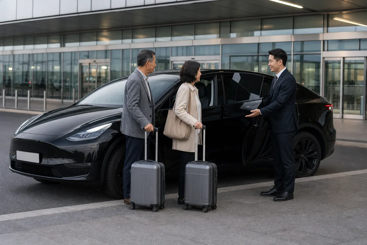 Private hire driver meeting passengers for a Heathrow to Southampton transfer